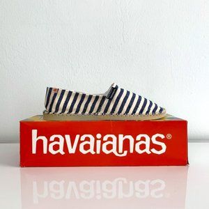 NIB Havaianas Espadrille Wht/Navy Stripe Sz 9M